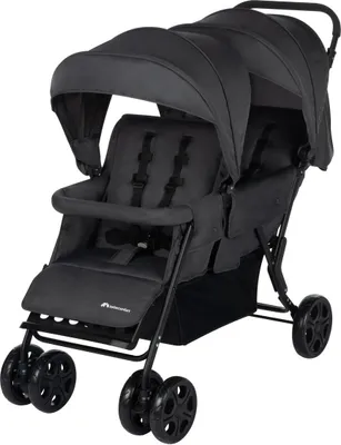 Produktbild von Bebeconfort Teamy Zwillings-Kinderwagen, Kompatker Geschwister-Kinderwagen, nutzbar ab der Geburst bis ca. 4 Jahre, 0-22 kg, Mineral Graphite