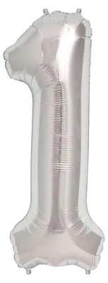 Produktbild von Großer Silber Folienballon Zahl 1, ca. 86 x 41 cm, für Geburtstag & Jubiläum