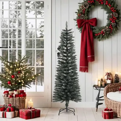 Obrázok produktu pre vidaXL Umelý vianočný stromček so stojanom Slim Green 150 cm PVC