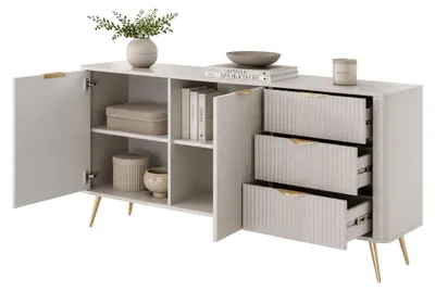 Produktbild von Halilala - Anrichte, 163x38x81h cm Beige, 3 Schubladen