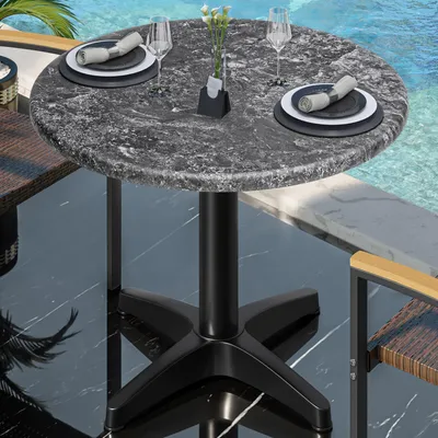Produktbild von WBC | Bistro Außen Tisch | Ø:H 60 x 80,5 cm | Felsen / Schwarz | Rund | Bistrotisch Gastro Tisch