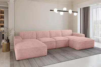 Obrázek produktu pro Rohová pohovka ve tvaru U Siena Fabric Velo Pink