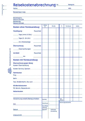 Immagine prodotto di Avery Zweckform® 743 743 Nota spese di viaggio, DIN A5, per la contabilità per viaggio, 50 fogli, bianco