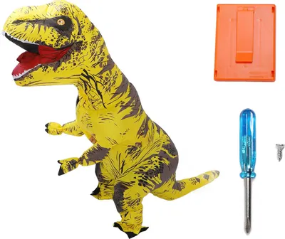 Produktbild von Aufblasbares Dinosaurierkostüm t Rex für Cosplay -Party Hochzeiten Ostern Weihnachten gelbe Kinder Style 120-140 cm