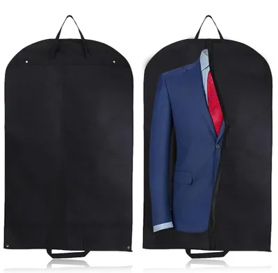 Kleidersack 2er-Pack, Schutzhülle, faltbar, 120x60 cm, Schwarz