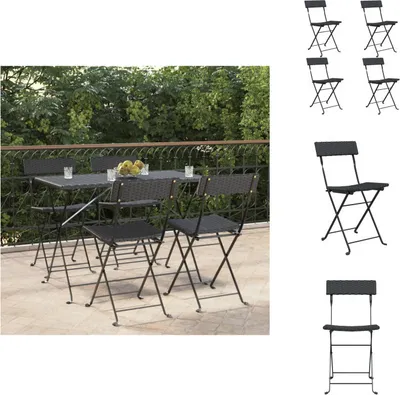 Produktbild von vidaXL Bistrostühle 4 Stk. Klappbar Schwarz Poly Rattan und Stahl -  Gartenstühle