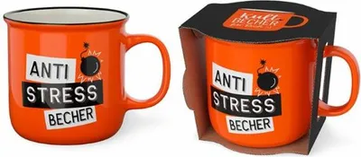 Produktbild von Tasse Becher Keramik Orange, 250 ml, Tasse mit Spruch, 1 Stück - Antistress