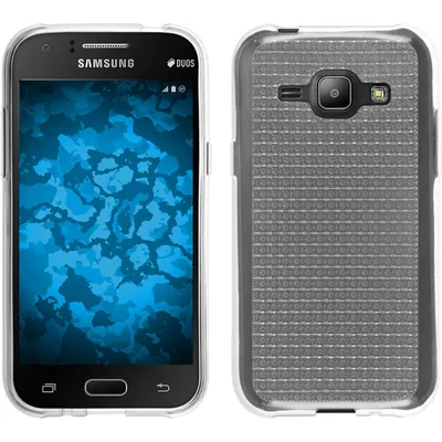 Produktbild von PhoneNatic Case kompatibel mit Samsung Galaxy J1 (2015 - J100) - clear Silikon Hülle Iced + 2 Schutzfolien