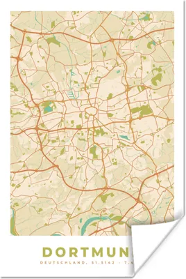 Produktbild von MuchoWow® Poster Stadtplan - Dortmund - Stadtplan - Vintage 40x60 cm - Plakate für die Wand - Poster Babyzimmer