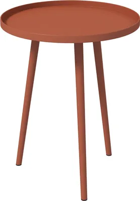 Produktbild von Beistelltisch Garten, wetterfester Gartentisch mit erhöhtem Rand, Balkontisch aus Stahl, runder Kaffeetisch 20kg belastbar, Ø40x50H cm, Sofatisch für Outdoor Indoor Balkon Terrasse Rot Aosom