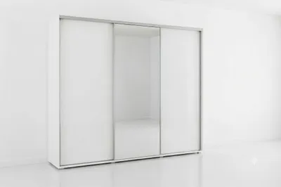 Zdjęcie produktu dla Szafa A30 biała, przesuwna z lustrem – 250 x 62 x 245 cm