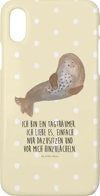 Produktbild von Mr. & Mrs. Panda Iphone 10 Handyhülle Robbe Lachen - Gelb Pastell - Geschenk, Nordsee, Meerestier, Handy, Seehund, X, Ostsee, Hülle, Lustige Sprüche, Cover, Strand
