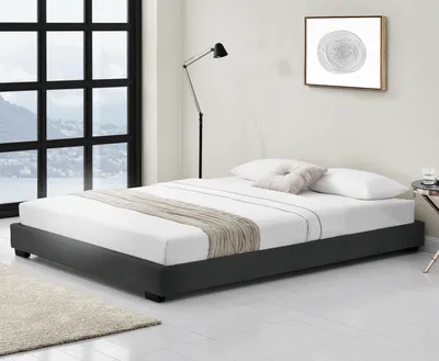 Produktbild von Kunstlederbett Polsterbett aus Kunstleder Bettgestell mit Lattenrost 180x200 cm Bett inkl. Lattenrahmen Doppelbett Ehebett Kunstleder in Schwarz Corium
