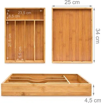 Produktbild von Famanu Besteckorganizer 5 Fächer - Natur