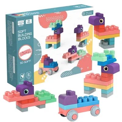 Image de Blocs de construction motricité bébé Soft Pastel - 20 pièces - Blocs de construction souples dès 3 ans