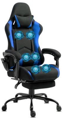 A gaming chair with massage features.