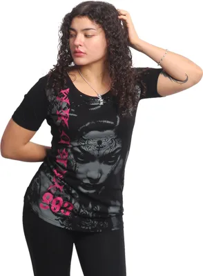 Produktbild von Yakuza Damen Mystic Curved Crew Neck T-Shirt, Schwarz, XS