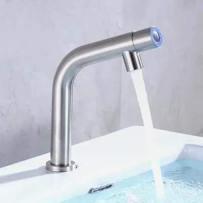 Produktbild von Badezimmer-Waschtischarmatur mit Einhebel-Drehschalter, Waschtisch, Kaltwasserhahn für Badezimmer, Klauenfuß, Badewanne und Garten, Edelstahl