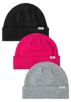Immagine prodotto di Respect - Cappellino unisex uomo/donna, con visiera risvoltata, a costine (confezione da 3) MN221 (taglia unica) (rosa/grigio/nero)