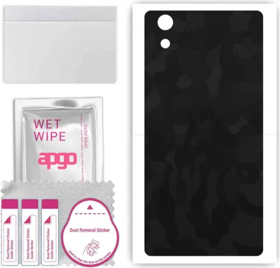 Produktbild von apgo Rückseite Schutzfolie, Skin, kompatibel mit Sony Xperia X, Hinten Displayschutzfolie aus Vinylfolie, kratzfest, einfache Montage - Schwarzes Tarnmuster
