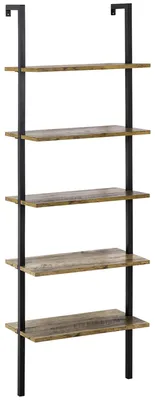 Immagine prodotto di Libreria a Scala 60x30x184,5 cm 5 Ripiani in Legno e Metallo Marrone
