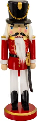 Produktbild von Kaladia dekorativer Nussknacker aus Holz - Soldat in Rot - bemalte Weihnachtsfigur - ca. 8 x 7,5 x 26 cm