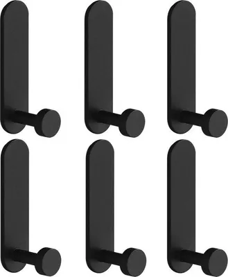 Produktbild von Famanu Klebehaken 6 Stück - Extra stark, selbstklebend, schwarz