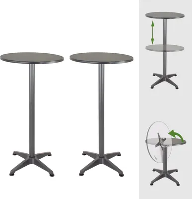 Produktbild von 2x Stehtisch 2in1 Bistrotisch Alu klappbar höhenverstellbar 70/115 cm Ø 60 cm Partytisch Bartisch