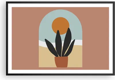 Produktbild von Gerahmtes Poster - Schwarzer Rahmen - Minimalistisch Fenster Blume - 91,5x61 cm - Wand Bild - Wanddeko - Wandbilder - Kunstposter - Wandposter - Bilderrahmen - Bilder - Kunstdruck - P2BAA91x61-4473