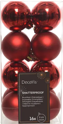 Produktbild von Unzerbrechliche rote Weihnachtskugeln 4cm Matt/Glanz, 16er Set, Sicher für Kinder & Haustiere