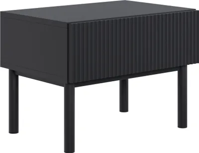Produktbild von Selsey Veldio New – Nachttisch mit Rillenfront und Schublade, Schwarz, 50 cm