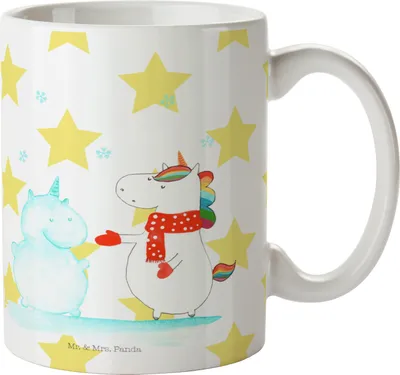 Produktbild von Mr. & Mrs. Panda Teetasse Einhorn Schneemann - Weiß - Geschenk, Kuchen, Kaffeepott, Weihnachten, Trinkbecher, haferl, Unicorn, Pott, Winter, Tasse, Schnee, Kaffeetasse