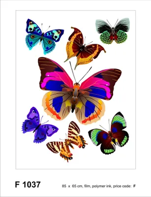 Produktbild von Sanders & Sanders Wandtattoo Schmetterlinge Rosa, Blau und Grün 85 x 65 cm