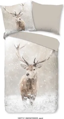 Produktbild von Good Morning Flanell-Bettwäsche-Garnitur Snowydeer Farbe Sand Größe 135x200+80x80