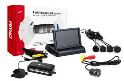 Zdjęcie produktu dla AMiO Parking Assist TFT02 4,3" z kamerą HD-307 IR, 4 czujniki, czarny