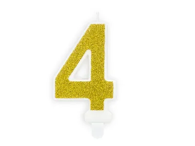 Obrázok produktu pre Tortová sviečka číslo 4, zlatá Party Deco