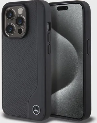 Zdjęcie produktu dla Etui na telefon komórkowy Mercedes-Benz Hardcase (kompatybilne z MagSafe) - Prawdziwa skóra - Odpowiednie dla Apple iPhone 15 Pro - Czarne