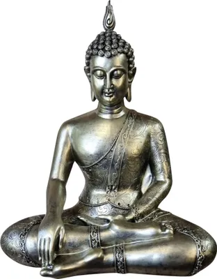 Produktbild von Dekofigur Buddha bunt wetterfest aus Polyresin 33 x 22 x 13 cm (H x B x L)
