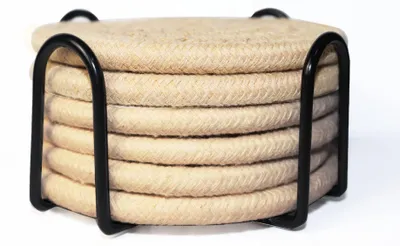 Obrázok produktu pre Podložky pod poháre, okrúhle, vintage vzor, tkané, 6 alebo 8 kusov, odolné voči teplu, vhodné do obývačky
