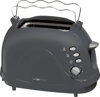 Produktbild von Clatronic® 2-Scheiben-Toaster | integrierter Brötchenaufsatz | Aufwärm-, Auftau-, Schnellstoppfunktion | 2 Kontrollleuchten | TA 3565 grau
