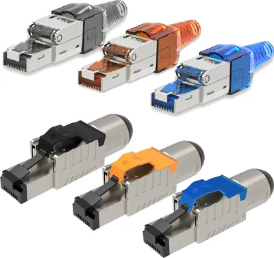 Produktbild von Netzwerk Stecker Cat 7 CAT 8 Netzwerkstecker RJ45 werkzeuglos Metall 1000MHzStückzahl:2 Stück;Auswahl:Stecker CAT7 Orange