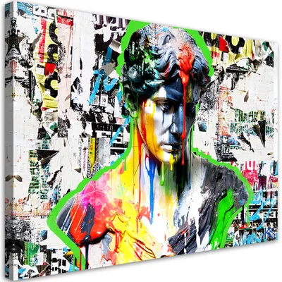 Produktbild von Leinwandbild Skulptur Pop-Art 90x60 Feeby Bunt bild für die wand bereit zum aufhängen