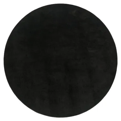 Productafbeelding van Wasbaar vloerkleed voor de woonkamer, korte pool, effen kleur, moderne stijl, zacht, zwart, rond, diameter 80 cm