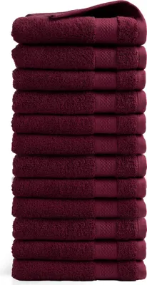 Produktbild von DoubleDry Hotel Kollektion Handtücher Set - 12 Teilig - 100% Baumwolle - 500 g/m² - Weich - 50x100 cm - Burgunderrot