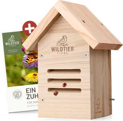 Produktbild von wildtier liebe Marienkäfer-Hotel, Marienkäferhaus - Wetterfest & Unbehandelt aus Massiv-Holz I Insektenhotel für Marienkäfer zum Aufhängen I Nistkasten, Marienkäferunterkunft für Garten, Balkon