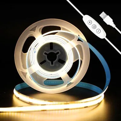 Image de Ruban LED flexible 5 V, ruban lumineux LED blanc chaud dimmable 3000 K, CRI 93+, longueur 2 mètres, pour l'éclairage d'arrière-plan de la télévision, la chambre à coucher, la cuisine et la décoration DIY