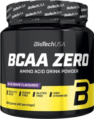 Obrázek produktu pro BioTech USA BCAA Zero 360 g hrozny / BCAA aminokyseliny / Ochucené BCAA obohacené o vitamín B6 - bez laktózy, lepku a cukru