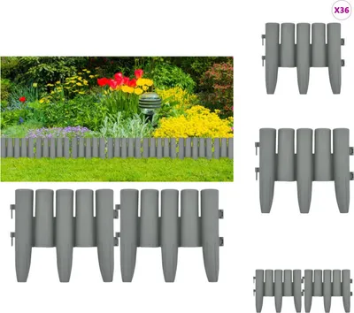 Immagine prodotto di vidaXL Bordatura per prato 36 pz. Grigio 10 m PP - Bordi per aiuole