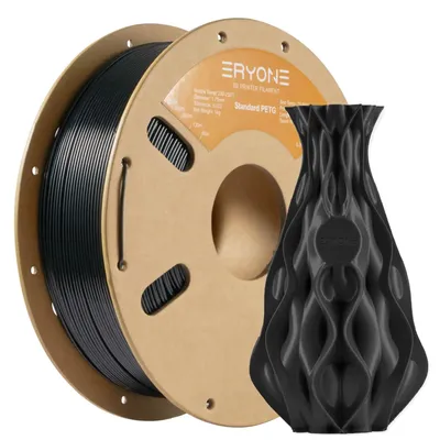 Produktbild von PETG Filament - 3D-Drucker Filament 1,75 mm - 1 kg Spule - Maßtoleranz ±0,03 mm - FDM 3D-Druck - Drucktemperatur 230–250 °C - Schwarz