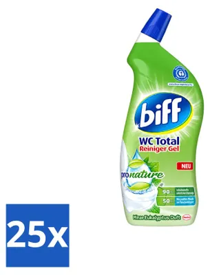 Produktbild von 25 x Biff WC Total Gel ProNature - Minze & Eukalyptus - 750 ml - Vorteilspackung - 25 Stücke
